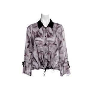 Isabel Marant Grey Swirl Pattern Silk & Flax Blouse
